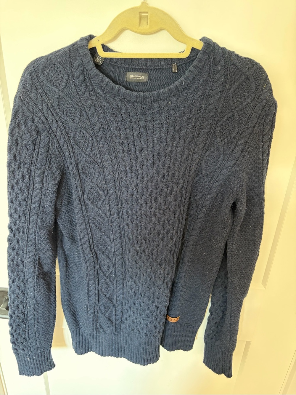 Buffalo David Bitton Men's Cable Knit Crewneck Sweater - Navy